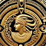 **Ancient Greek Jewelry:** Close-up of intricately crafted gold jewelry with motifs inspired by Greek mythology, such as Athena or labyrinth patterns. Emphasize the detail and craftsmanship.